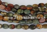 CPJ81 15.5 inches 6*8mm oval picasso jasper gemstone beads