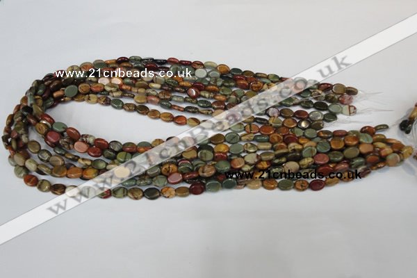 CPJ81 15.5 inches 6*8mm oval picasso jasper gemstone beads