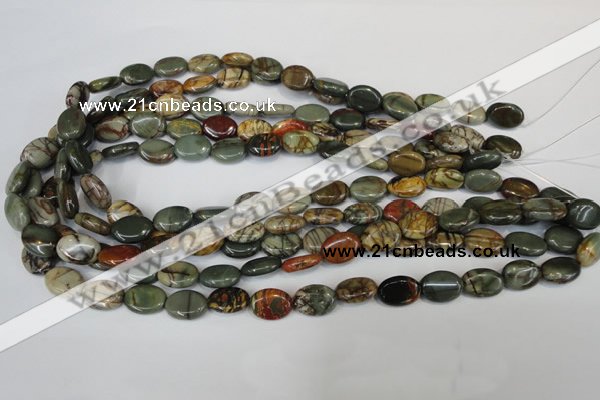 CPJ83 15.5 inches 10*14mm oval picasso jasper gemstone beads