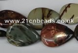 CPJ90 15.5 inches 18*25mm flat teardrop picasso jasper gemstone beads