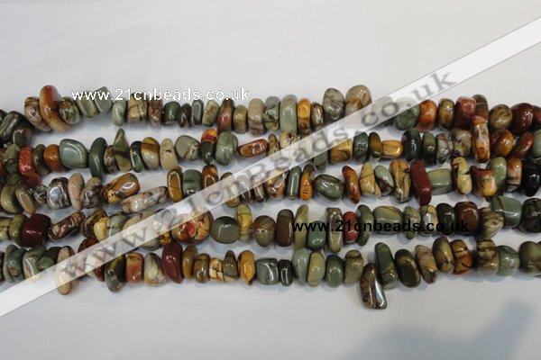 CPJ95 15.5 inches 6*14mm nuggets picasso jasper gemstone beads