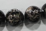 CPM08 15.5 inches 20mm round plum blossom jade beads wholesale