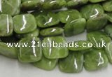 CPO07 15.5 inches 10*10mm square olivine gemstone beads wholesale