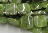 CPO09 15.5 inches 16*16mm square olivine gemstone beads wholesale