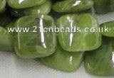 CPO11 15.5 inches 20*20mm square olivine gemstone beads wholesale