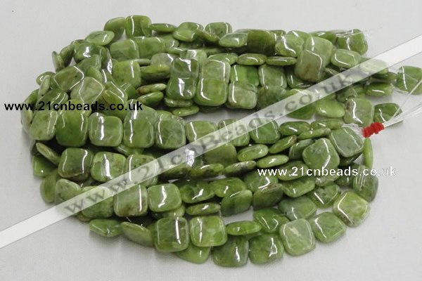 CPO11 15.5 inches 20*20mm square olivine gemstone beads wholesale