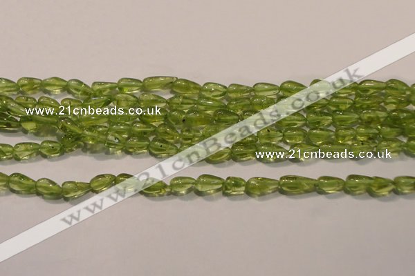 CPO113 15 inches 3.5*5mm teardrop natural peridot beads wholesale