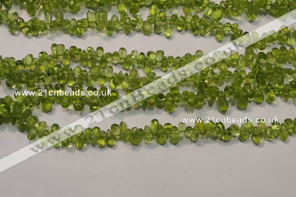 CPO115 Top-drilled 3*7mm teardrop natural peridot beads wholesale