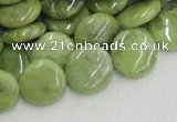 CPO17 15.5 inches 16mm flat round olivine gemstone beads wholesale