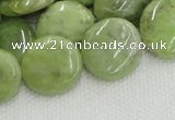 CPO18 15.5 inches 20mm flat round olivine gemstone beads wholesale