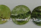 CPO30 15.5 inches 25mm flat round olivine gemstone beads wholesale