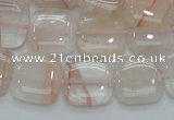 CPQ05 15.5 inches 15*15mm square natural pink quartz beads