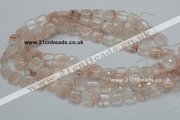 CPQ05 15.5 inches 15*15mm square natural pink quartz beads