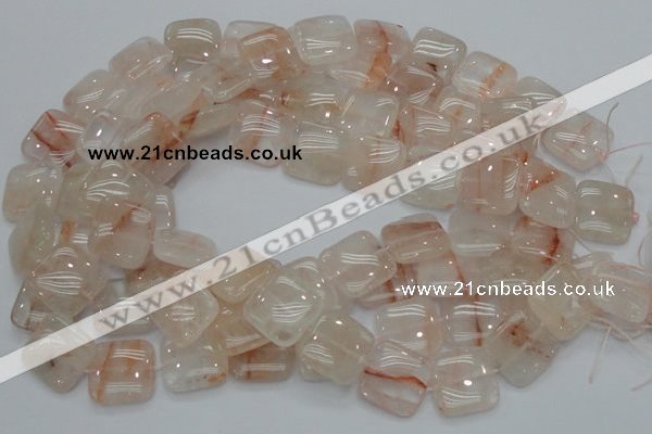 CPQ06 15.5 inches 20*20mm square natural pink quartz beads