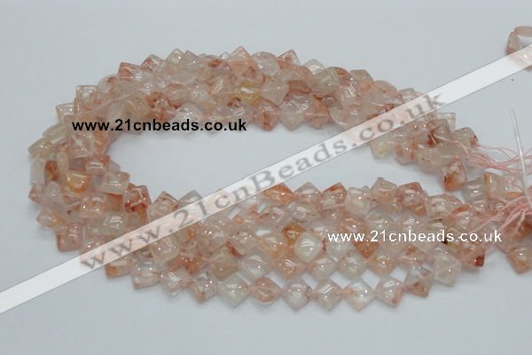 CPQ07 15.5 inches 10*10mm diamond natural pink quartz beads