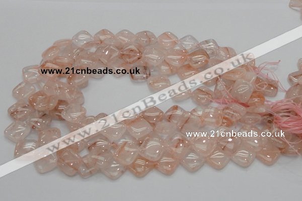 CPQ08 15.5 inches 15*15mm diamond natural pink quartz beads