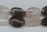 CPQ105 12*16mm oval natural pink crystal & smoky quartz beads