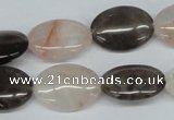 CPQ106 13*18mm oval natural pink crystal & smoky quartz beads