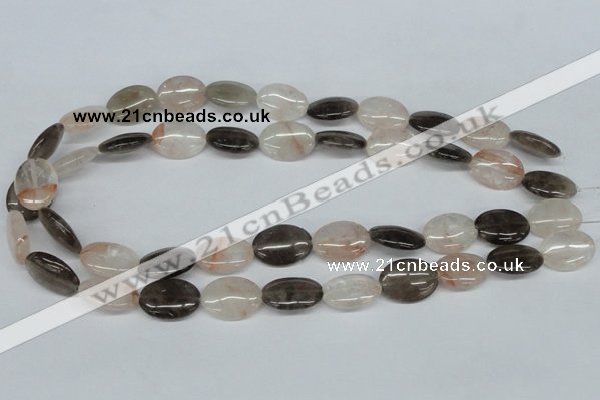 CPQ106 13*18mm oval natural pink crystal & smoky quartz beads