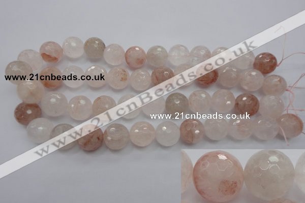 CPQ206 15.5 inches 14mm faceted round natural pink quartz beads