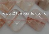 CPQ228 15.5 inches 20*20mm faceted diamond natural pink quartz beads