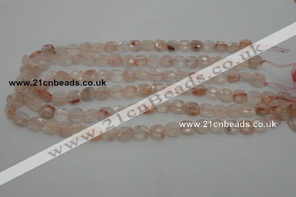 CPQ231 15.5 inches 10*10mm faceted square natural pink quartz beads