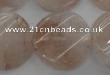 CPQ238 15.5 inches 28mm twisted coin natural pink quartz beads