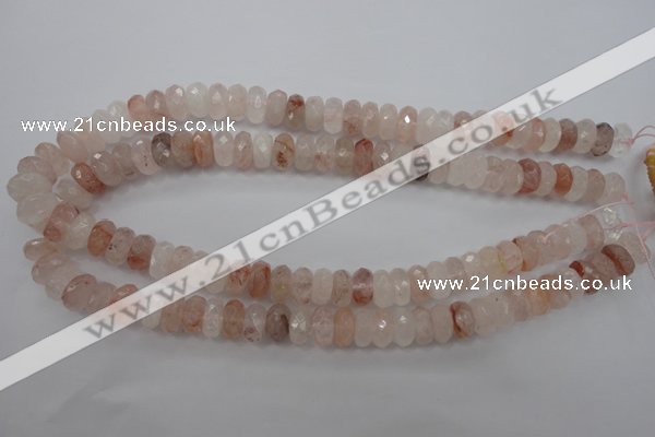CPQ246 15.5 inches 6*12mm faceted rondelle natural pink quartz beads