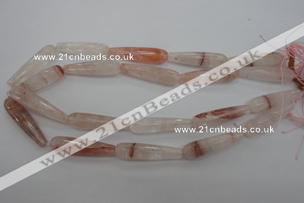 CPQ248 15.5 inches 10*40mm faceted teardrop natural pink quartz beads