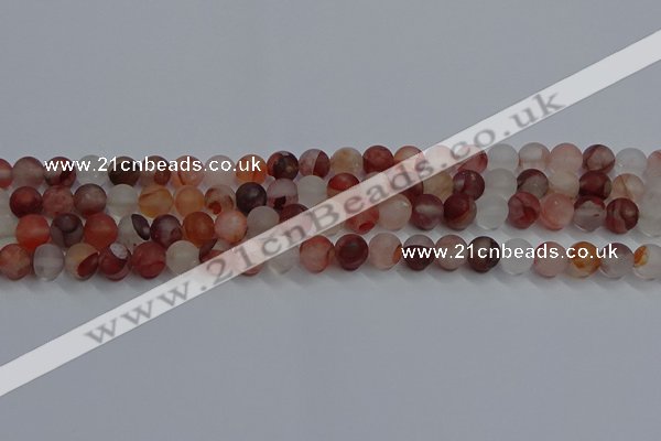 CPQ301 15.5 inches 6mm round matte pink quartz beads wholesale