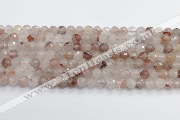 CPQ318 15.5 inches 6mm faceted round pink quartz beads