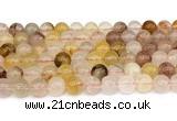 CPQ362 15.5 inches 8mm round pink & yellow quartz gemstone beads