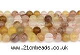 CPQ363 15.5 inches 10mm round pink & yellow quartz gemstone beads