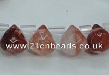 CPQ41 Top-drilled 7*7mm faceted teardrop natural pink quartz beads