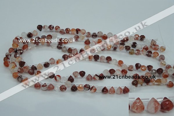 CPQ41 Top-drilled 7*7mm faceted teardrop natural pink quartz beads