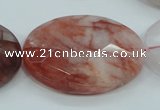 CPQ65 15.5 inches 30*40mm faceted oval natural pink quartz beads