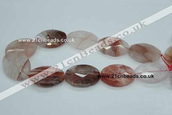 CPQ65 15.5 inches 30*40mm faceted oval natural pink quartz beads