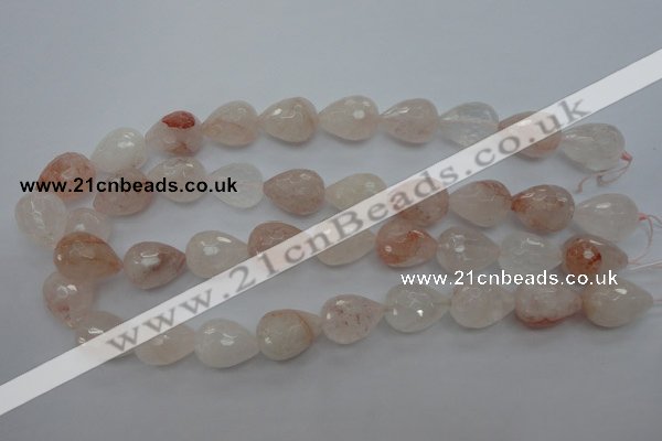 CPQ76 15.5 inches 15*20mm faceted teardrop natural pink quartz beads