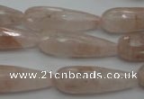 CPQ78 15.5 inches 10*30mm faceted teardrop natural pink quartz beads