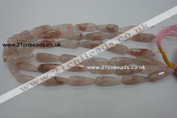 CPQ78 15.5 inches 10*30mm faceted teardrop natural pink quartz beads