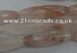 CPQ80 15.5 inches 10*35mm faceted rice natural pink quartz beads