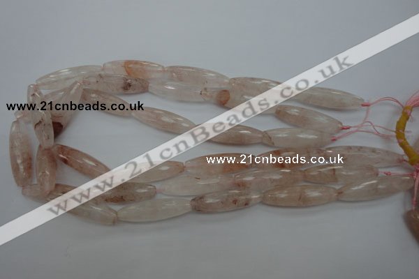 CPQ80 15.5 inches 10*35mm faceted rice natural pink quartz beads