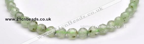 CPR06 A- grade 10mm faceted round natural prehnite stone beads