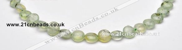 CPR07  A grade 10mm flat round natural prehnite gemstone beads