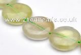 CPR09 A grade 16mm flat round natural prehnite gemstone beads