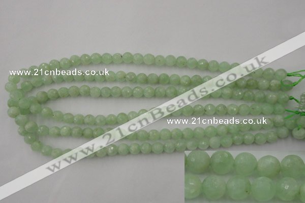 CPR111 15.5 inches 6mm faceted round natural prehnite beads wholesale