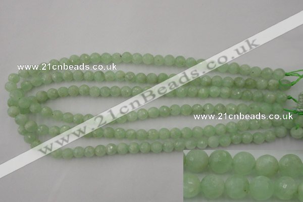 CPR112 15.5 inches 8mm faceted round natural prehnite beads wholesale