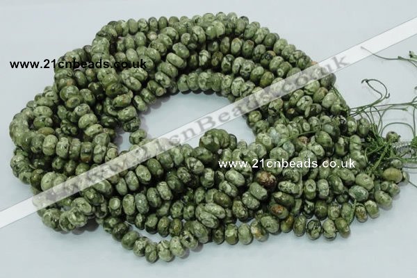 CPS02 15.5 inches 6*10mm rondelle green peacock stone beads wholesale