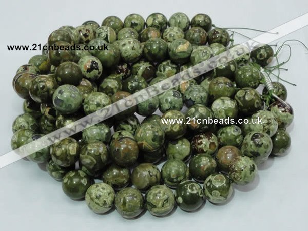 CPS08 15.5 inches 18mm round green peacock stone beads wholesale