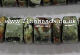 CPS115 15.5 inches 6*18mm & 12*18mm rondelle green peacock stone beads